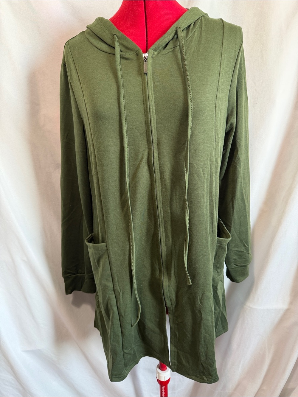 Olive Green Hooded Longline Utility Jacket